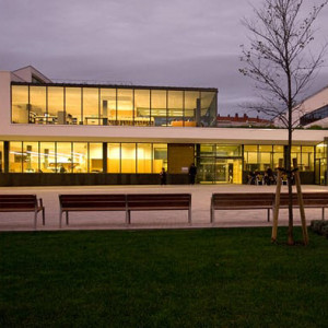 Facade of the Mercè Rodoreda Library in Barcelona