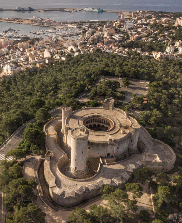 Aerial view of Bellver Castle. Palma